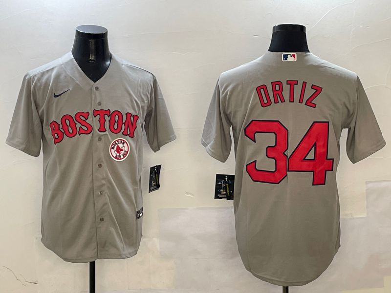 Men Boston Red Sox #34 Ortiz Grey Game 2025 Nike MLB Jersey style 1